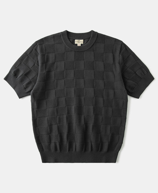 Lot 927 Retro Checker Knit Cotton Crewneck T-Shirt - Dark Gray