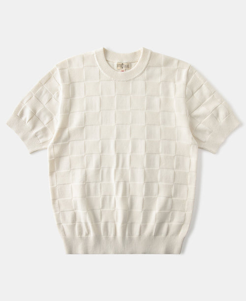 Lot 927 Retro Checker Knit Cotton Crewneck T-Shirt - Ivory