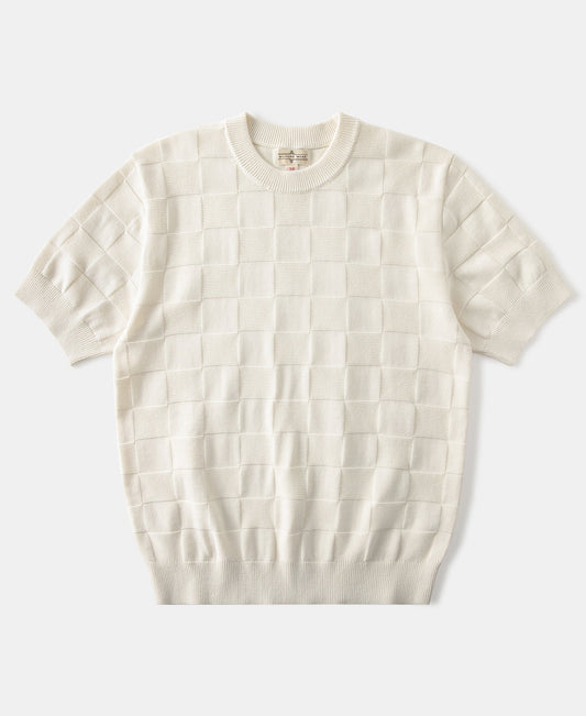 Lot 927 Retro Checker Knit Cotton Crewneck T-Shirt - Ivory
