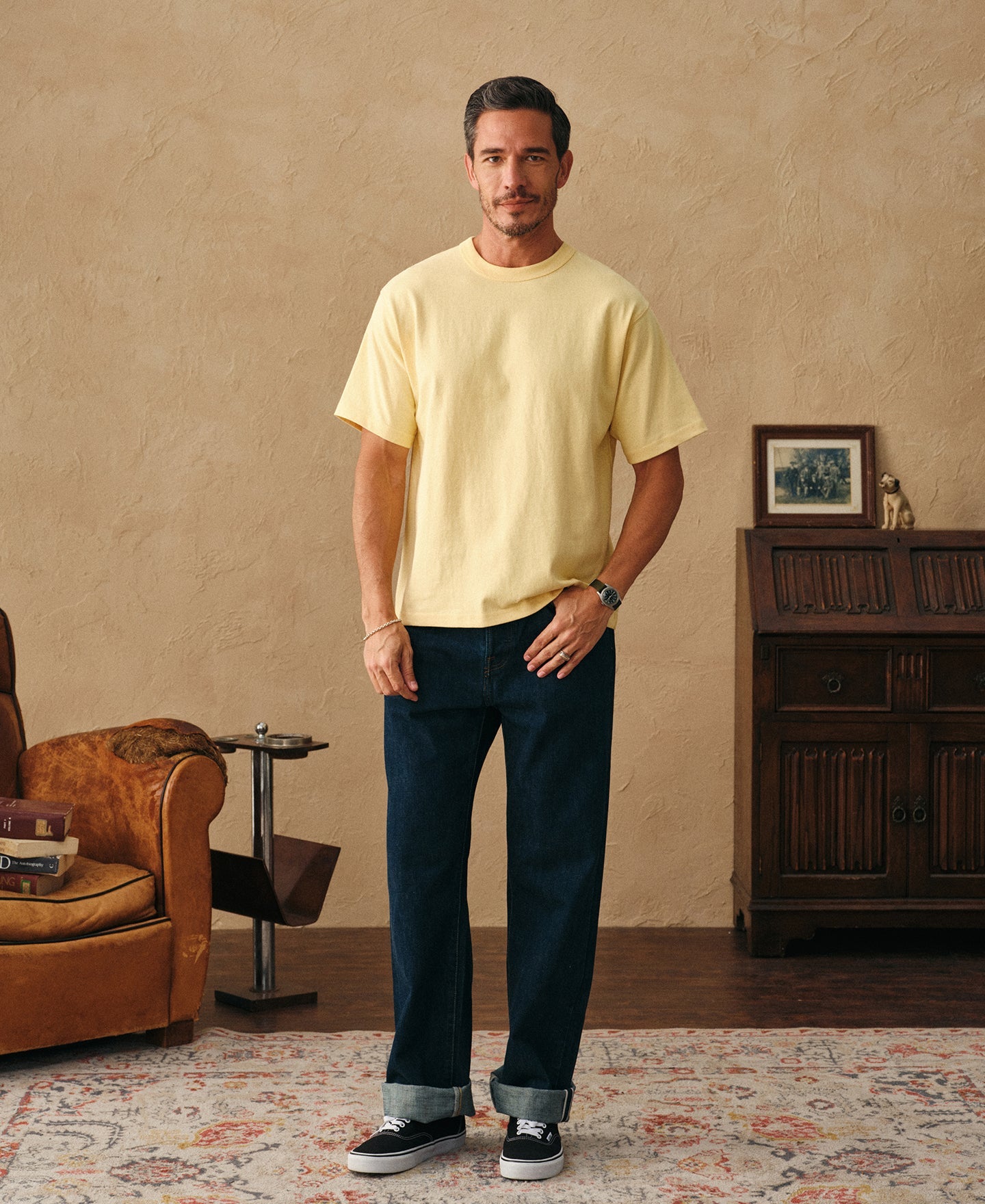 1990s Heavyweight Cotton Jersey Boxy T-Shirt - Yellow