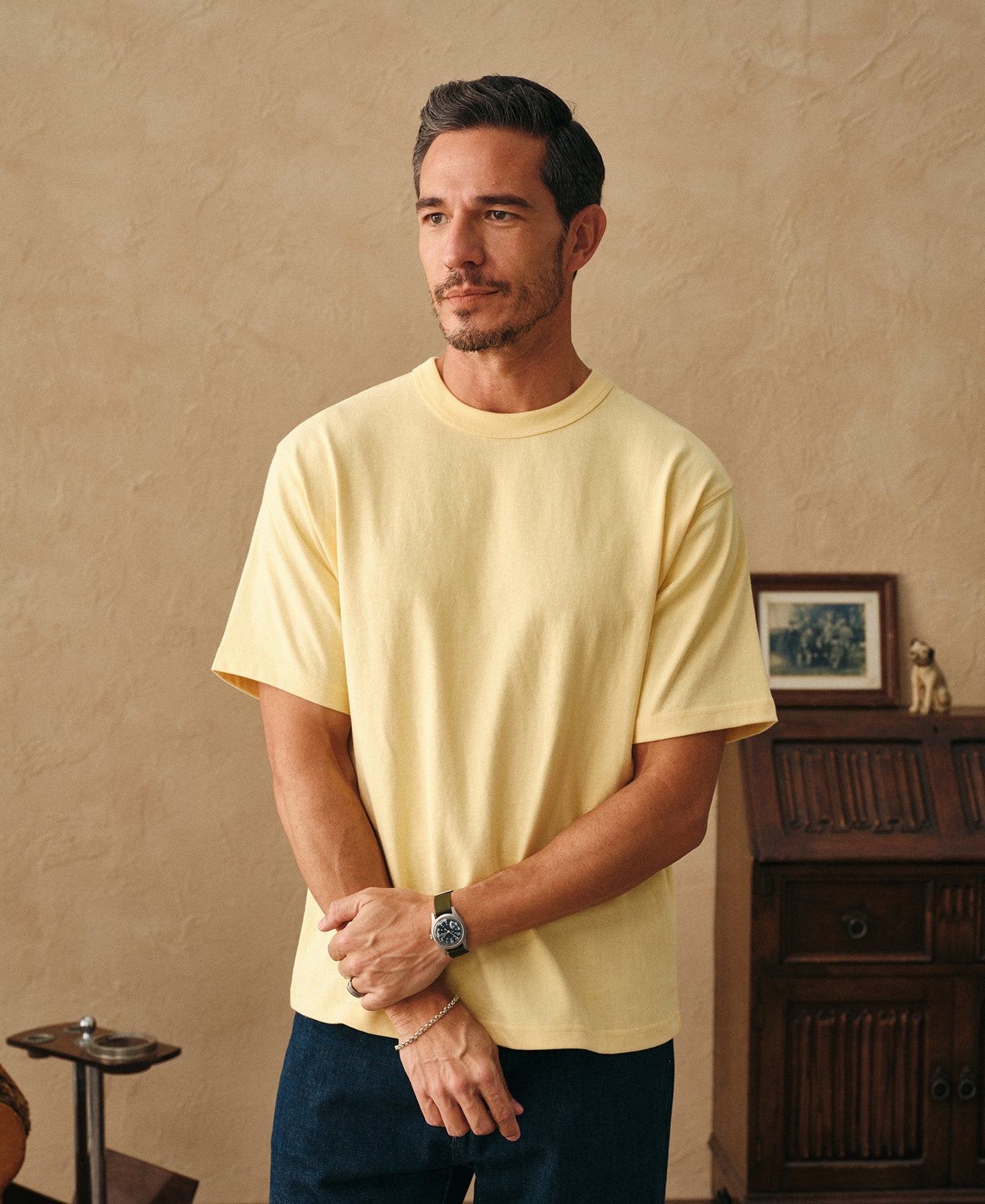 1990s Heavyweight Cotton Jersey Boxy T-Shirt - Yellow