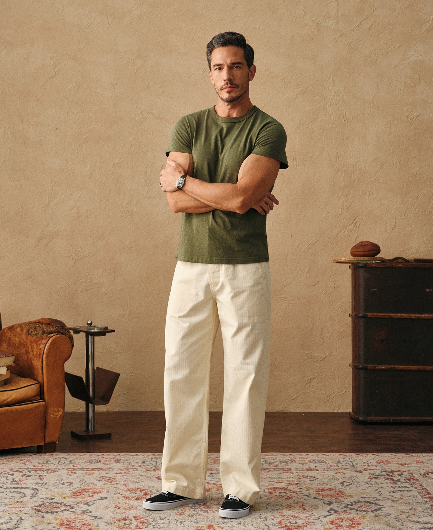 Vintage Slub Cotton Cap Sleeve T-Shirt - Olive