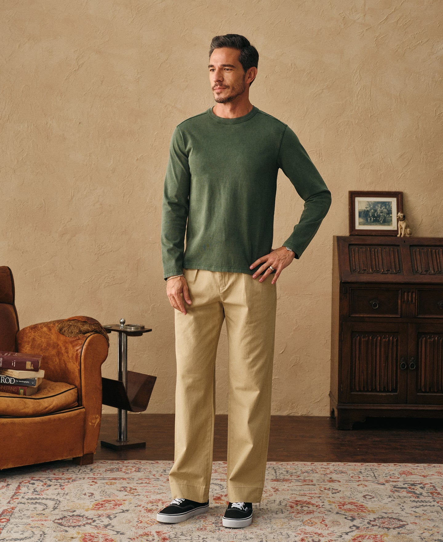 Sun-Washed Cotton Long Sleeve T-Shirt - Washed Green