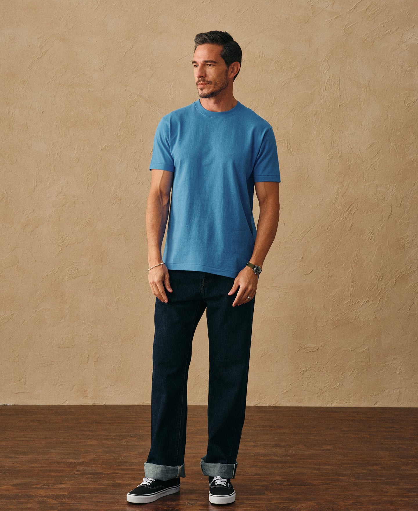 Regular Fit Heavyweight Tubular Jersey T-Shirt - Blue
