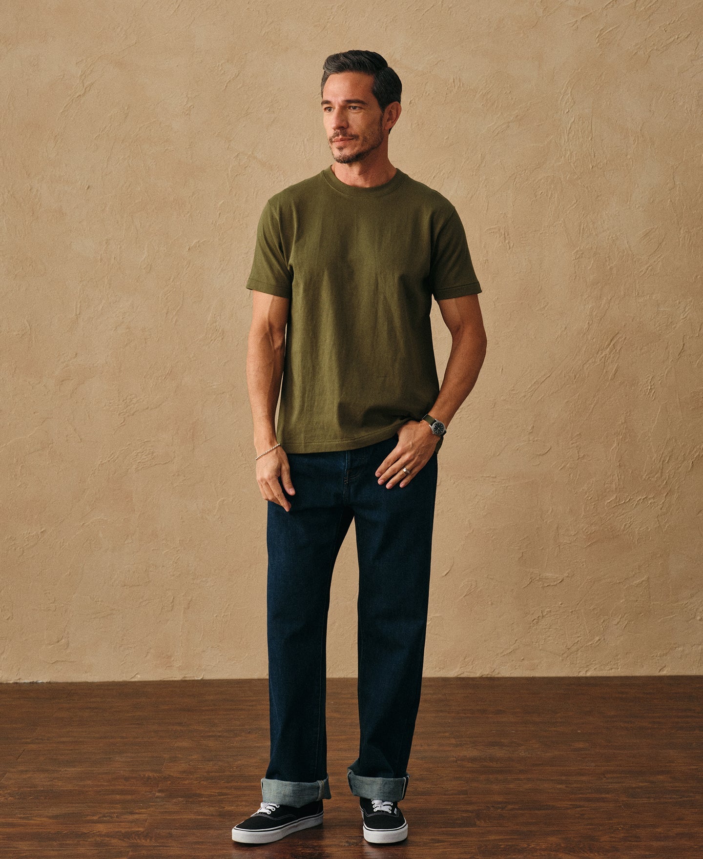 Regular Fit Heavyweight Tubular Jersey T-Shirt - Olive