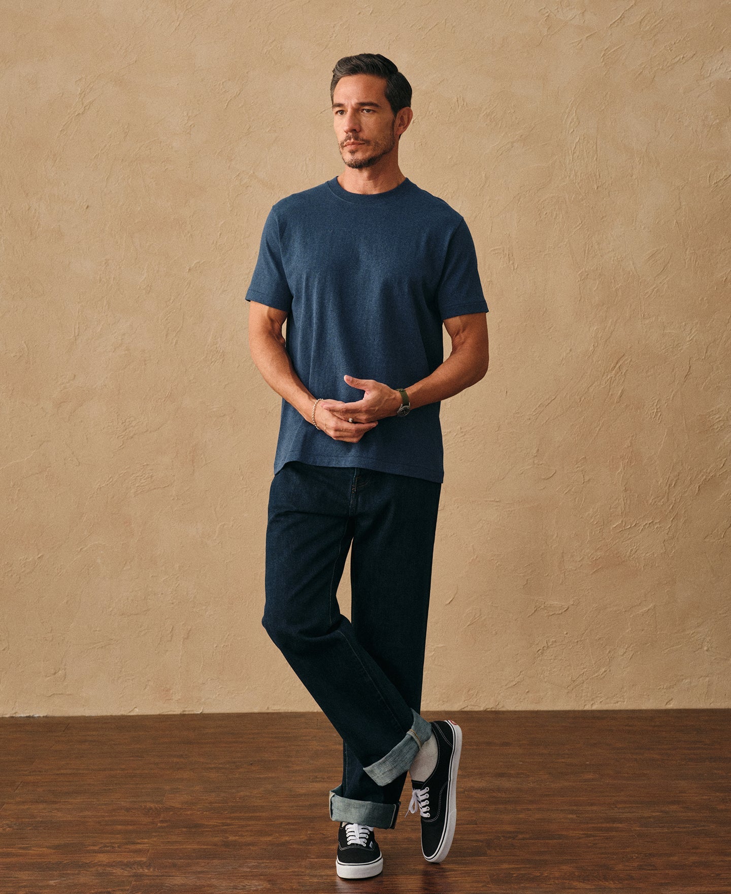 Regular Fit Heavyweight Tubular Jersey T-Shirt - Denim Blue
