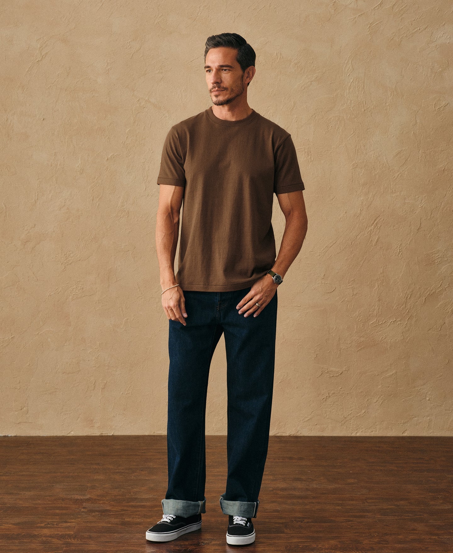 Regular Fit Heavyweight Tubular Jersey T-Shirt - Brown