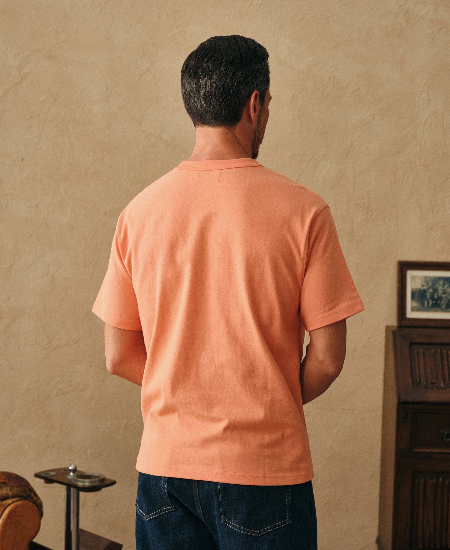 1990s Heavyweight Cotton Jersey Boxy T-Shirt - Light Orange