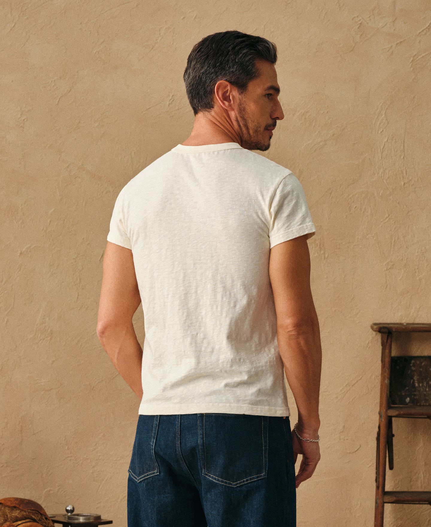 Vintage Slub Cotton Cap Sleeve T-Shirt - Apricot