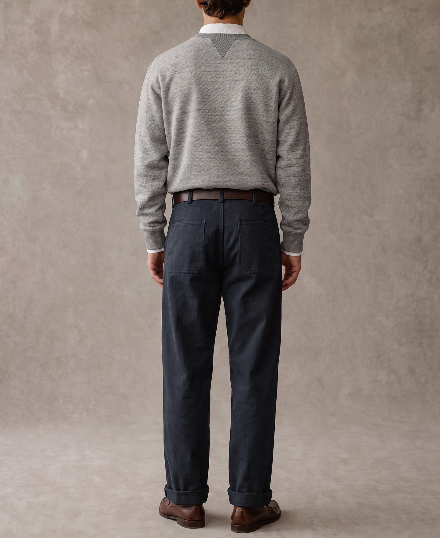 1940s USN-Inspired Herringbone Deck Trousers - Navy