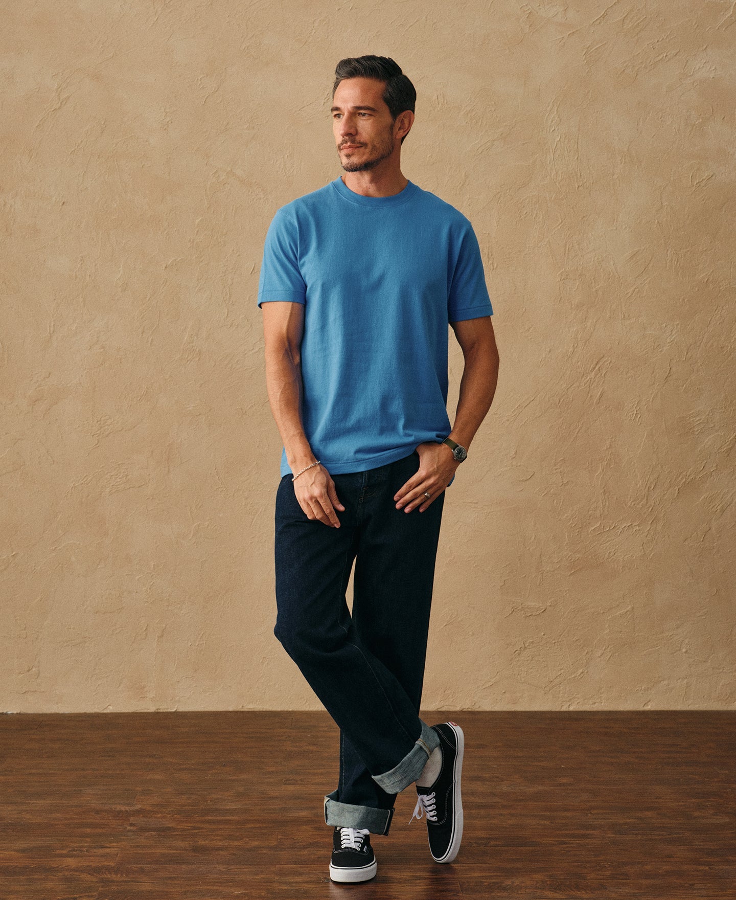 Regular Fit Heavyweight Tubular Jersey T-Shirt - Blue