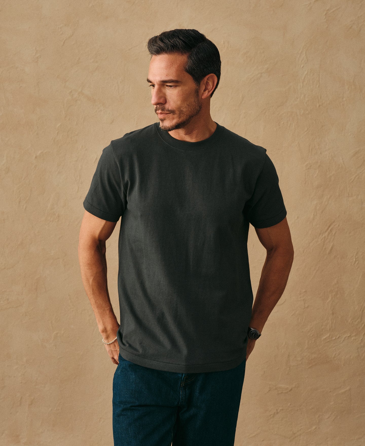 Regular Fit Heavyweight Tubular Jersey T-Shirt - Vintage Black