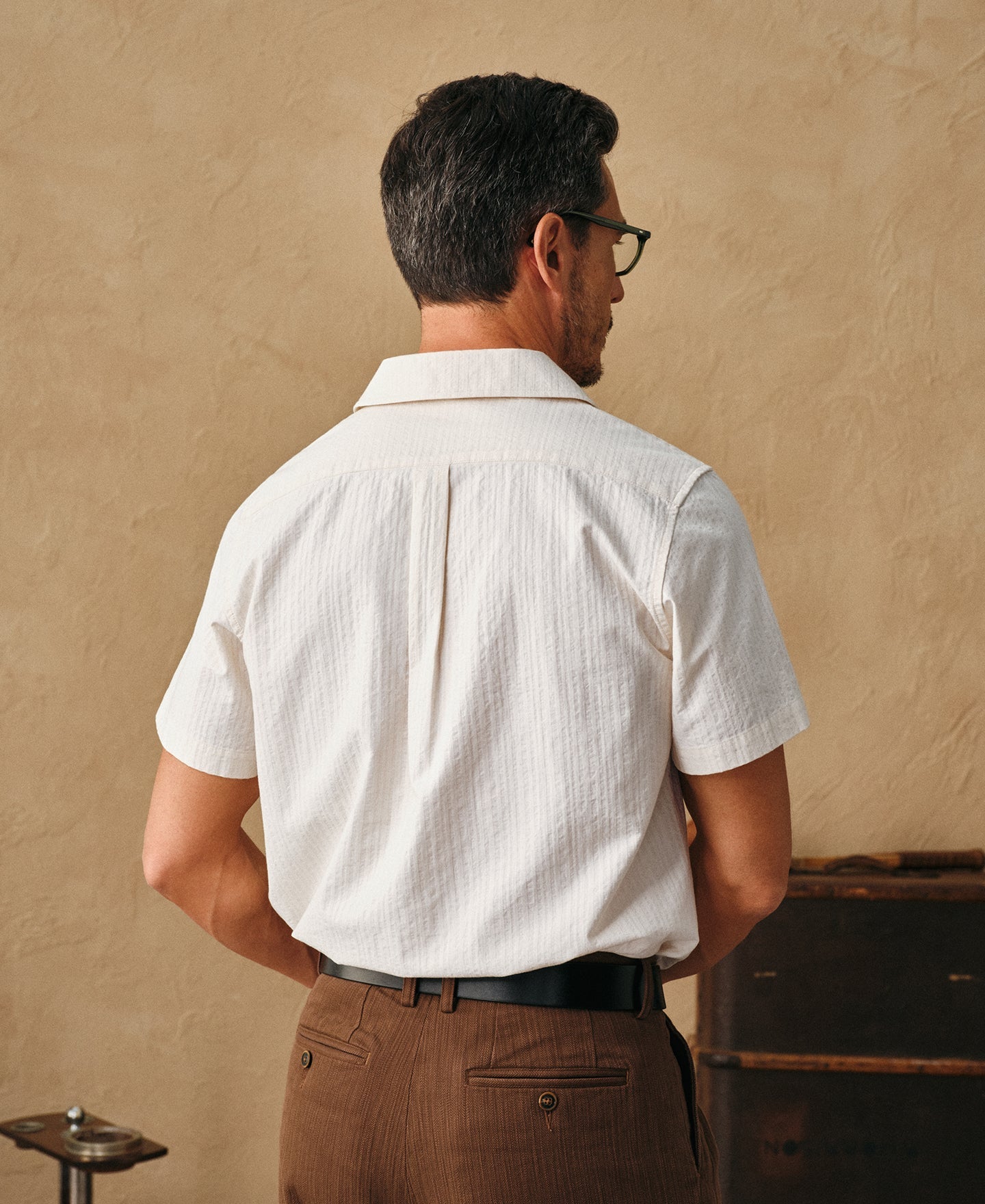 Italian Collar Salt-Shrunk Shirt - White