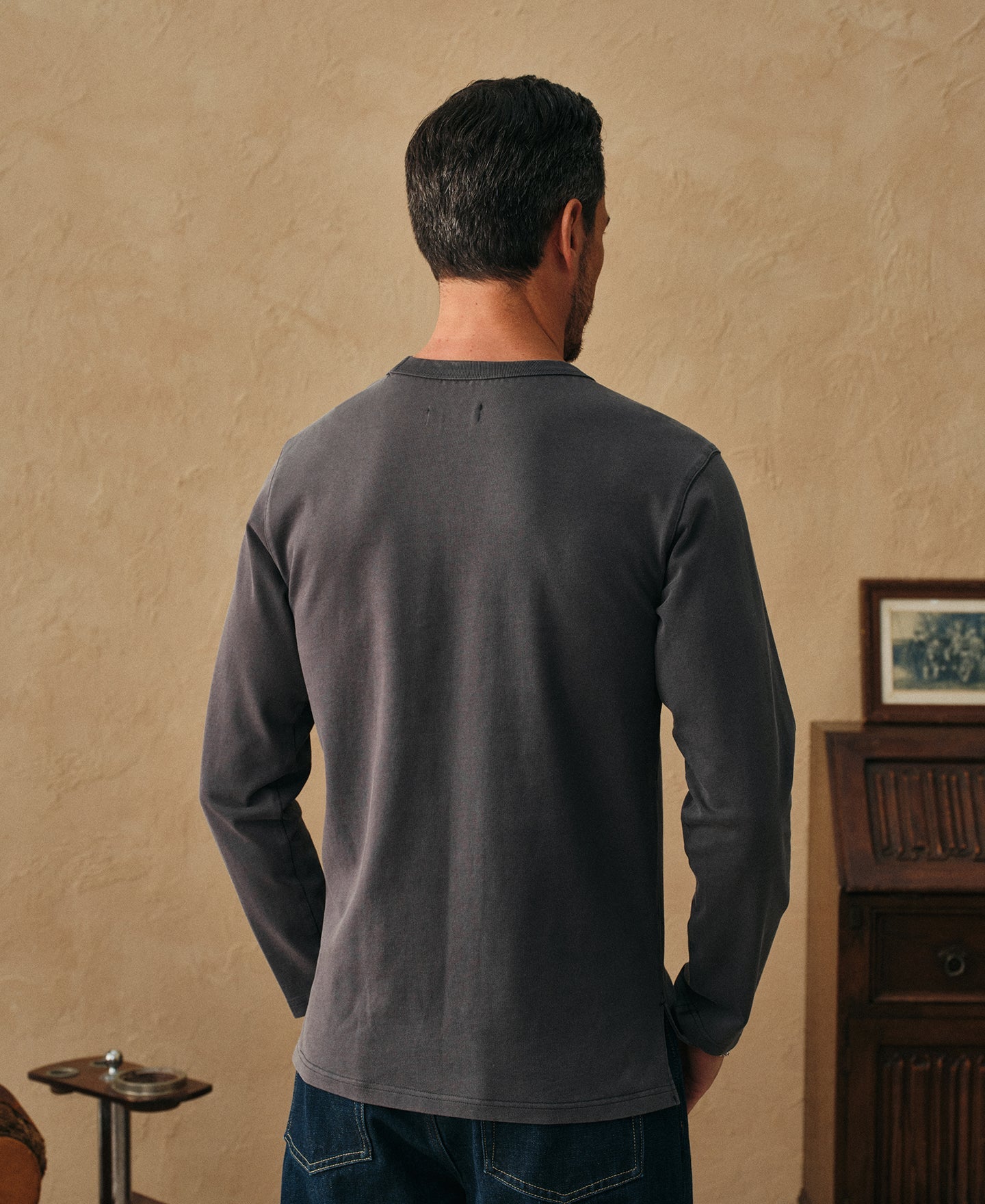 Sun-Washed Cotton Long Sleeve T-Shirt - Vintage Black