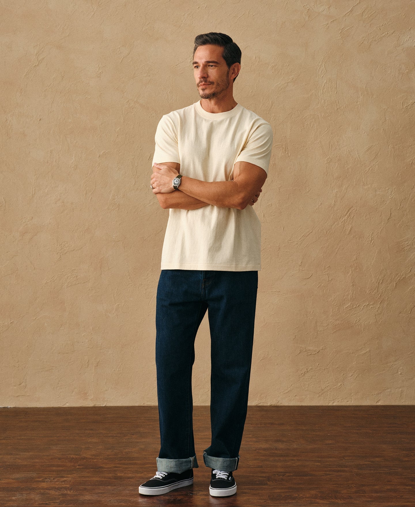 Regular Fit Heavyweight Tubular Jersey T-Shirt - Cream White