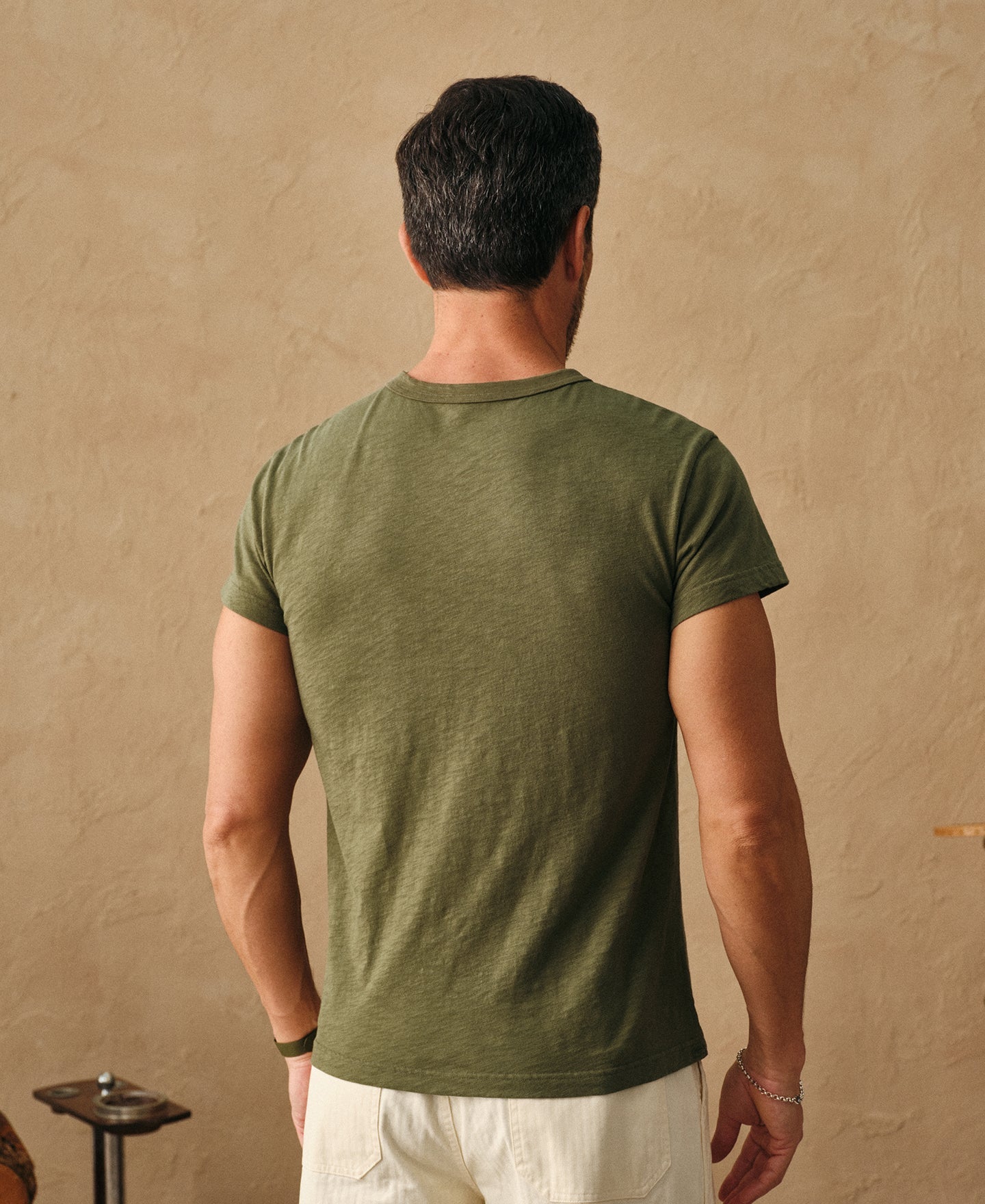 Vintage Slub Cotton Cap Sleeve T-Shirt - Olive