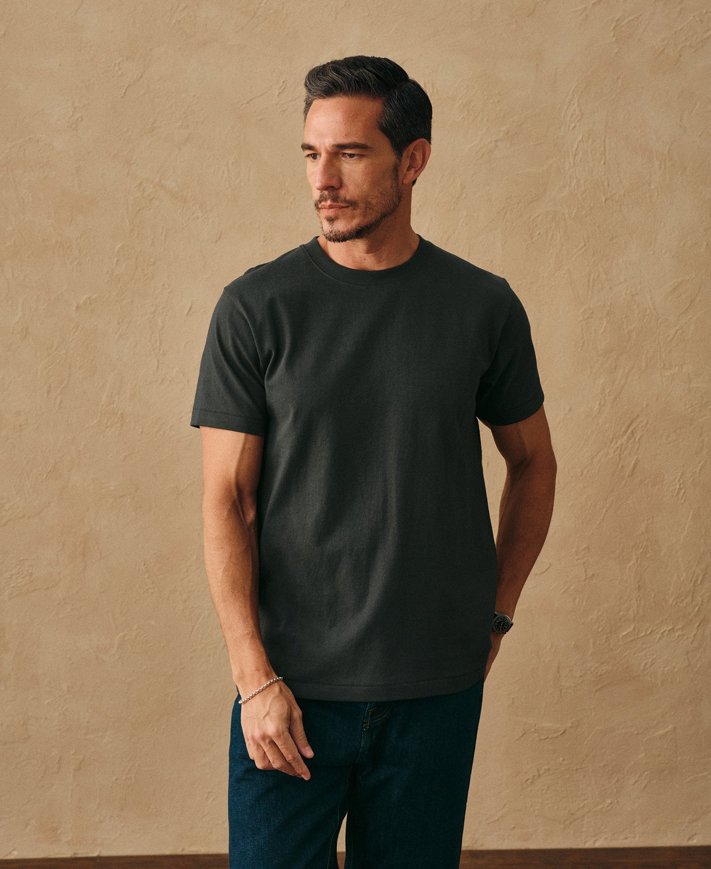 Regular Fit Heavyweight Tubular Jersey T-Shirt - Vintage Black