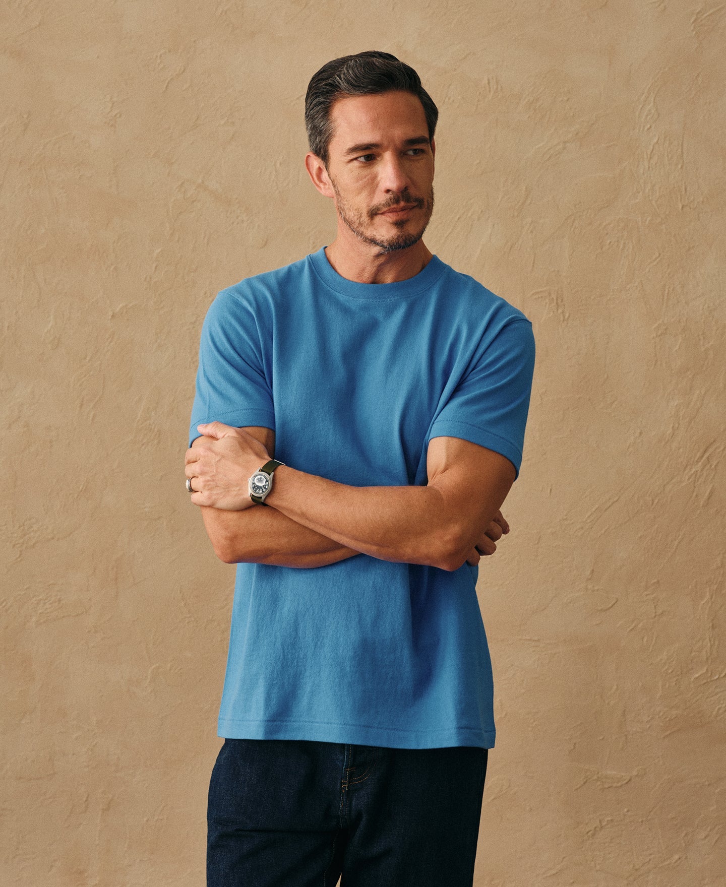 Regular Fit Heavyweight Tubular Jersey T-Shirt - Blue