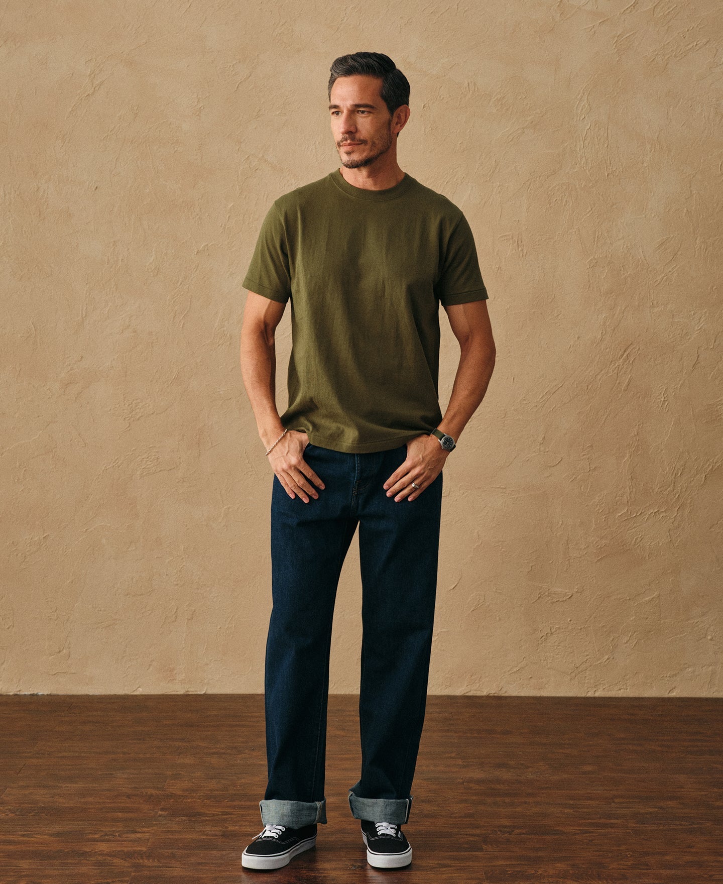 Regular Fit Heavyweight Tubular Jersey T-Shirt - Olive