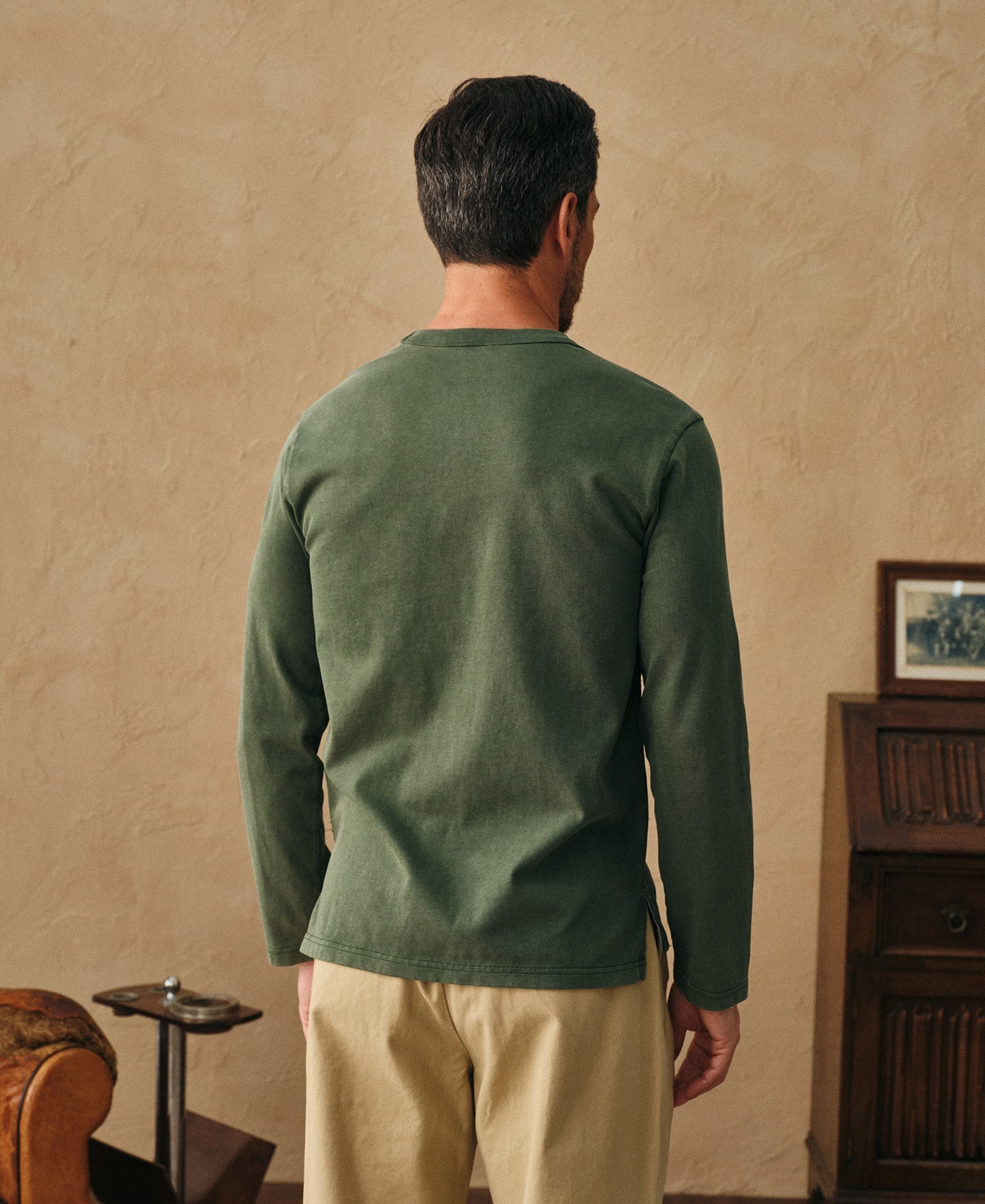 Sun-Washed Cotton Long Sleeve T-Shirt - Washed Green