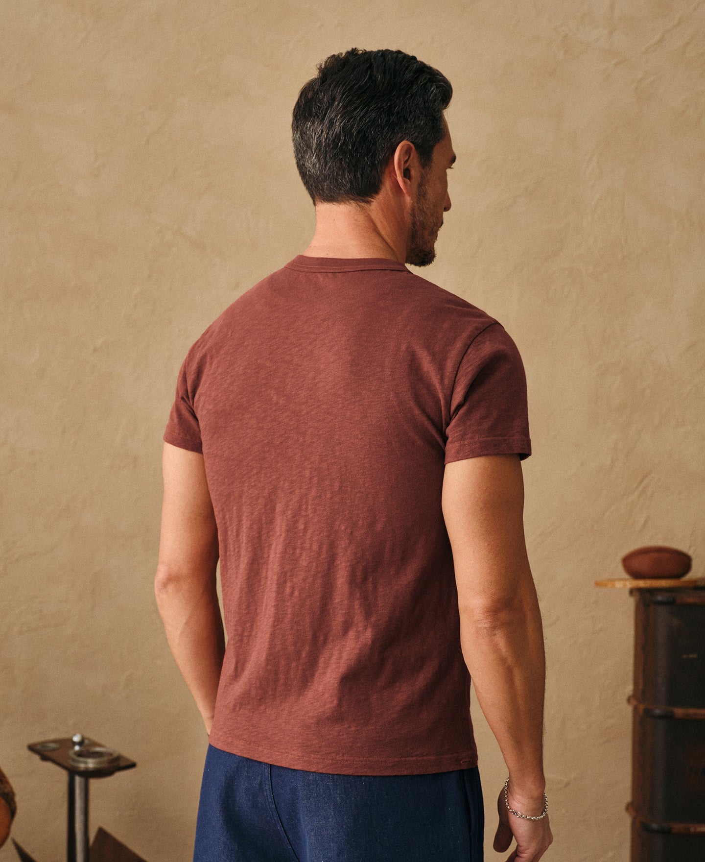 Vintage Slub Cotton Cap Sleeve T-Shirt - Clay