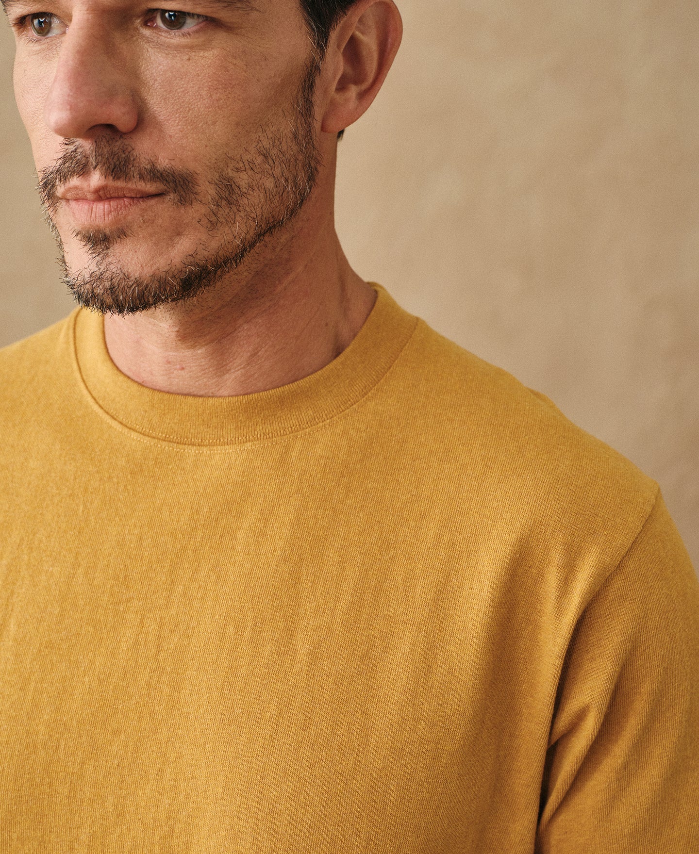 Regular Fit Heavyweight Tubular Jersey T-Shirt - Mustard