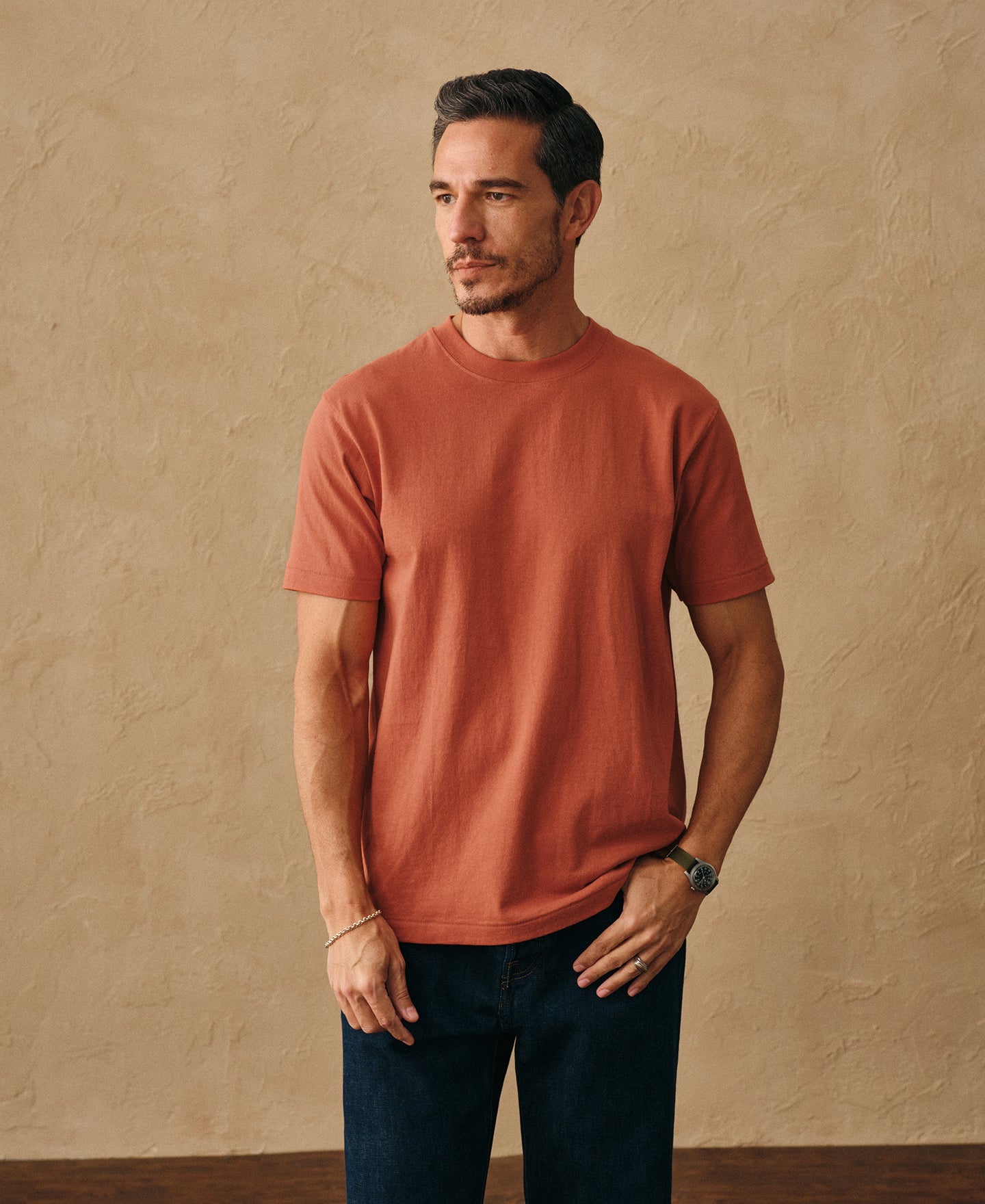 Regular Fit Heavyweight Tubular Jersey T-Shirt - Orange