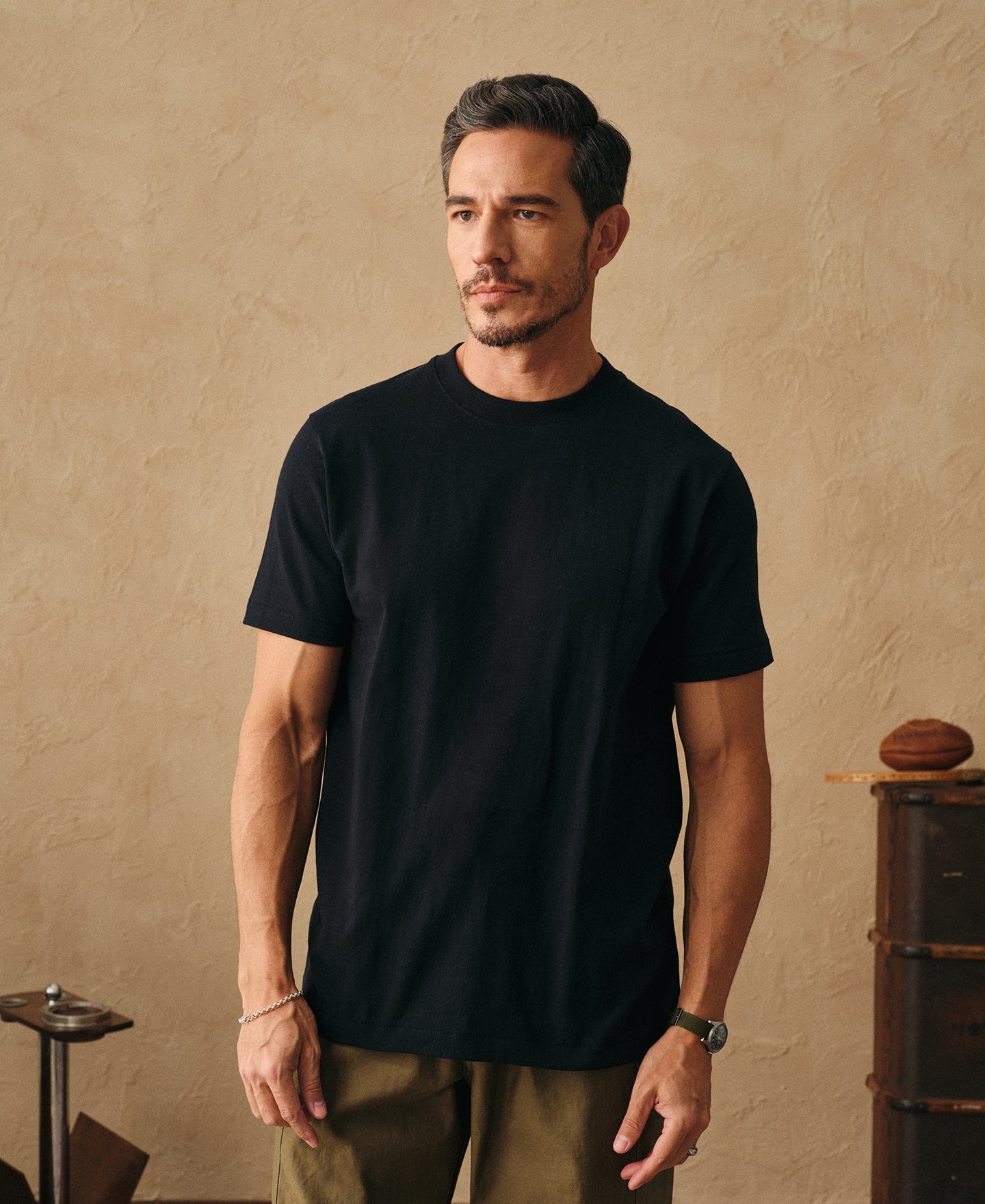 Regular Fit Heavyweight Tubular Jersey T-Shirt - Black