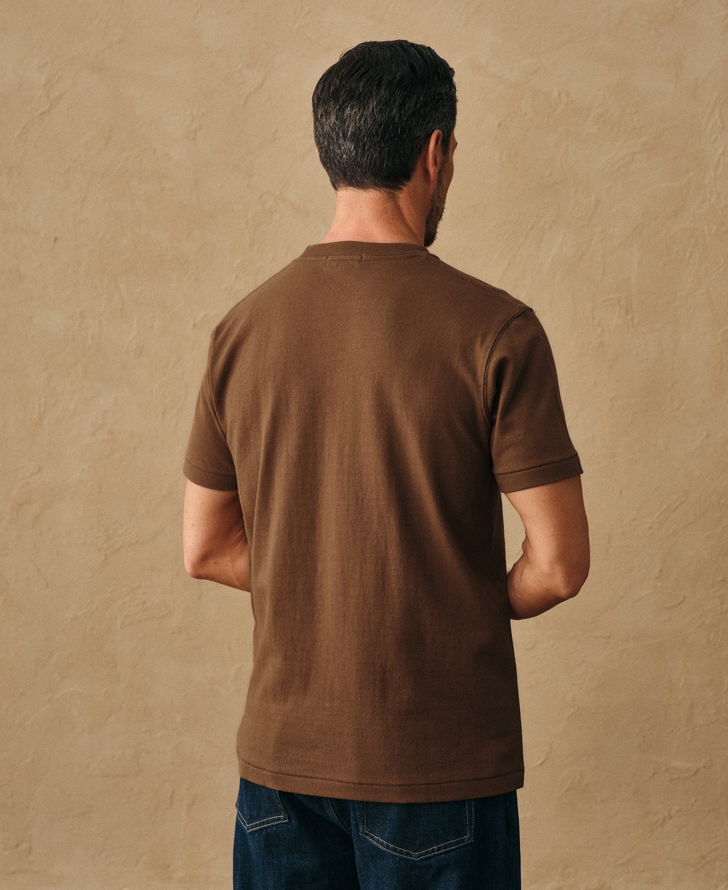 Regular Fit Heavyweight Tubular Jersey T-Shirt - Brown
