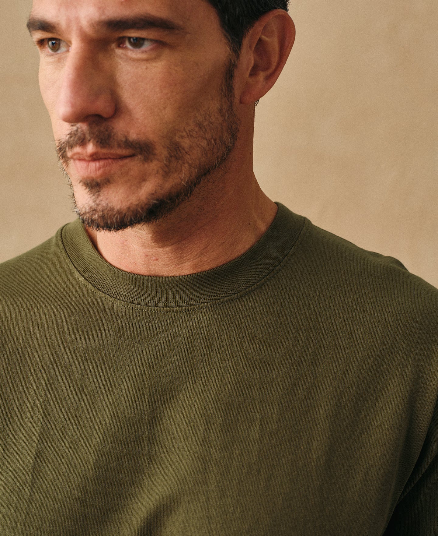 Regular Fit Heavyweight Tubular Jersey T-Shirt - Olive