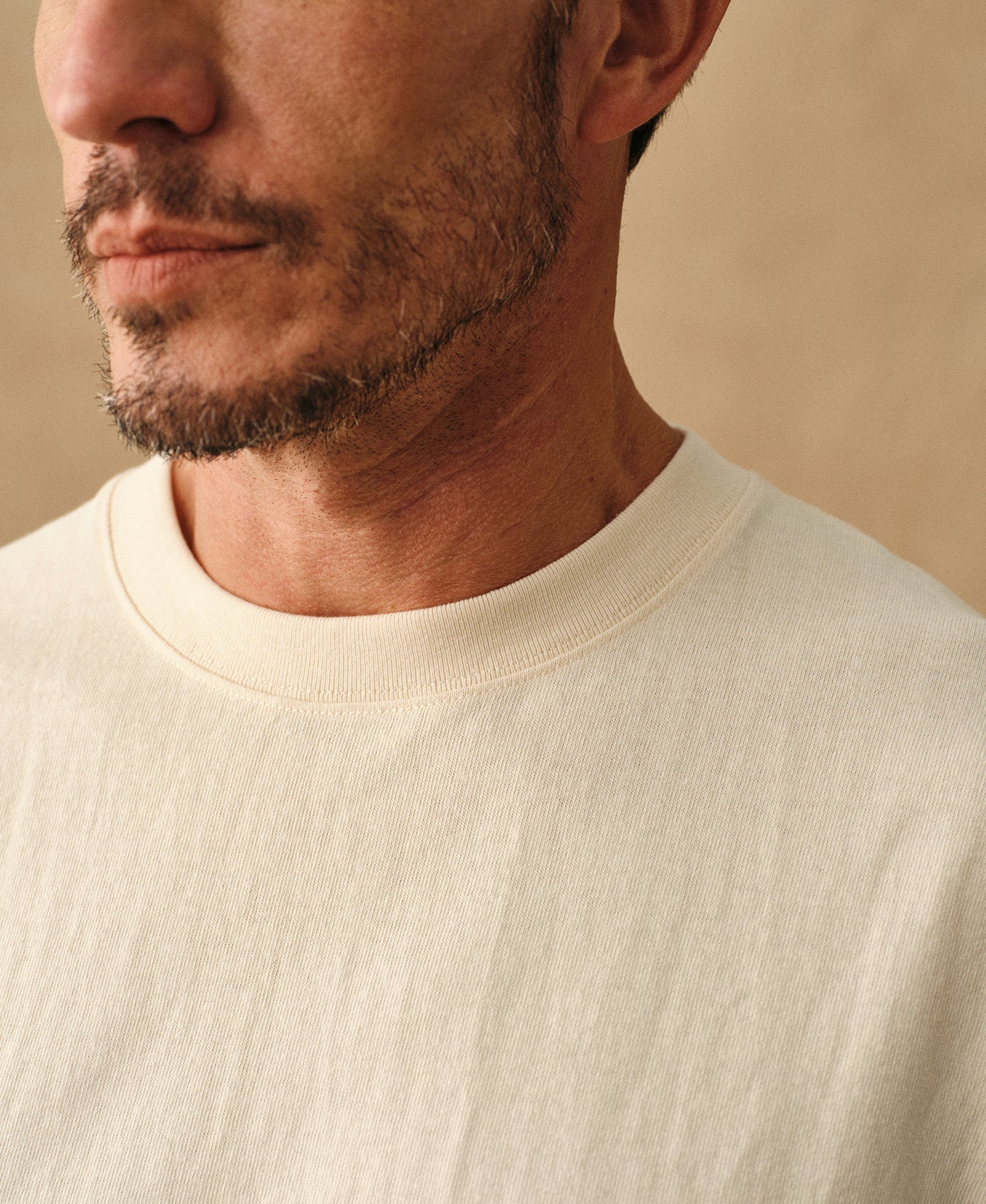 Regular Fit Heavyweight Tubular Jersey T-Shirt - Cream White