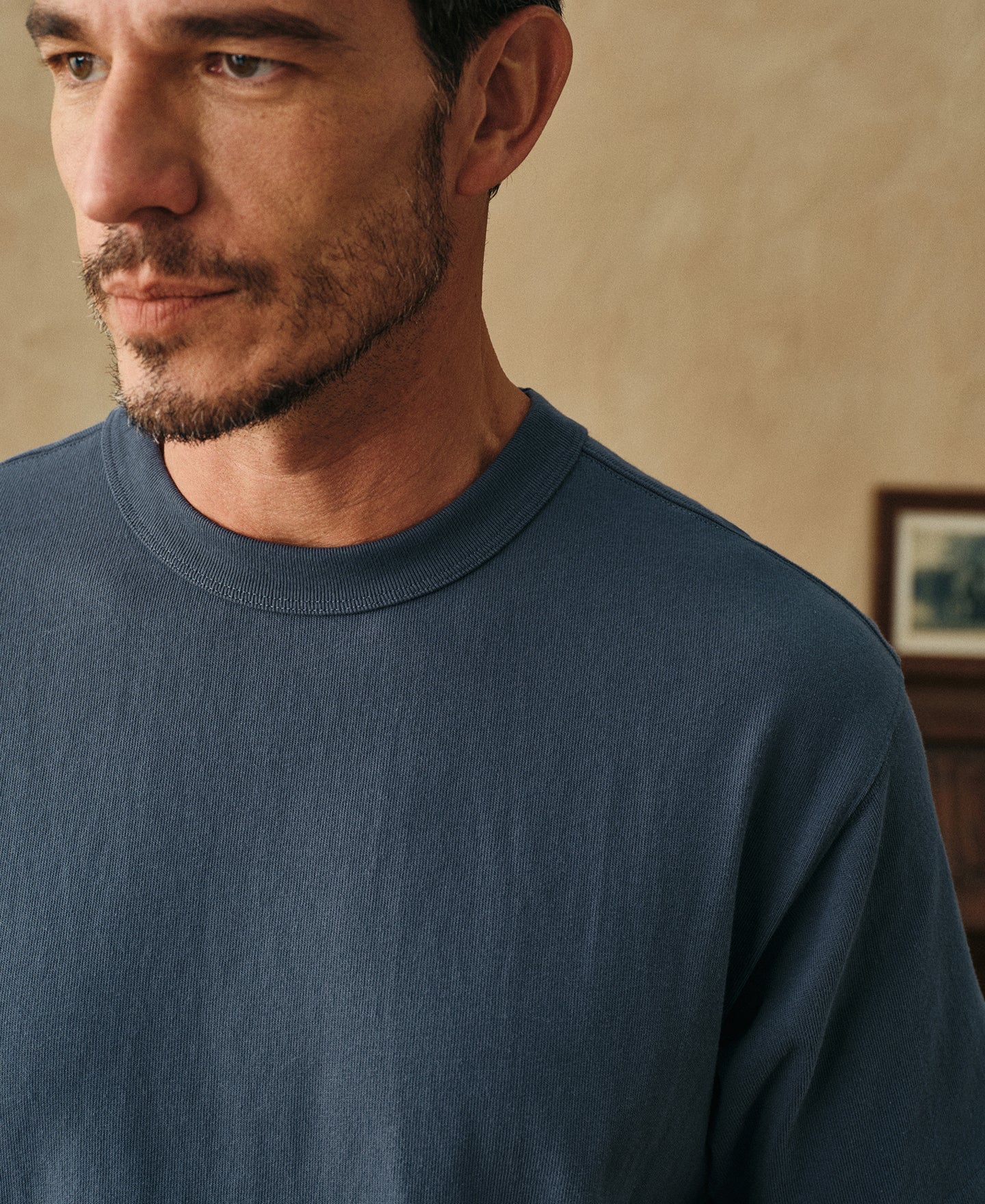 1990s Heavyweight Cotton Jersey Boxy T-Shirt - Gray Blue