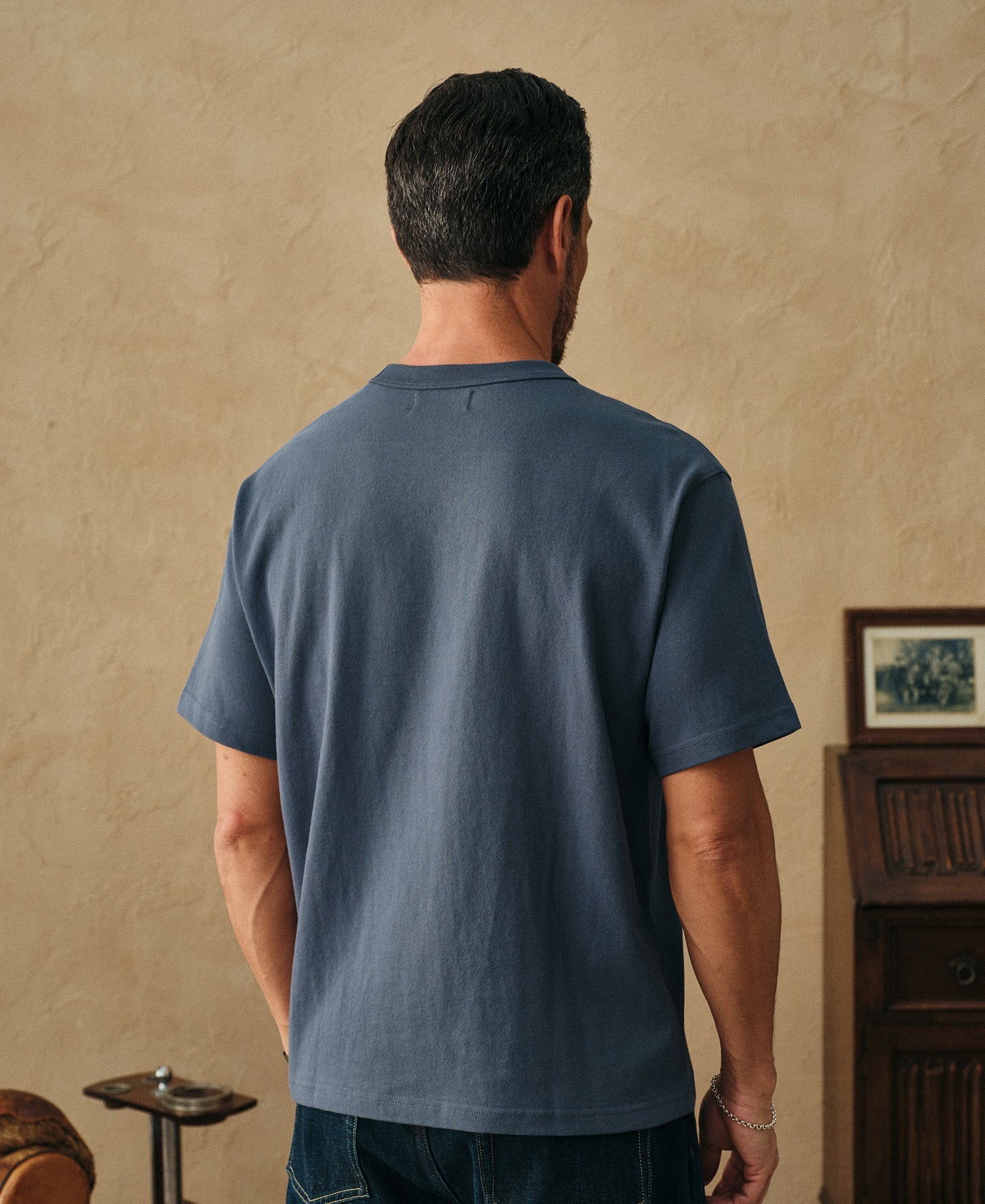 1990s Heavyweight Cotton Jersey Boxy T-Shirt - Gray Blue