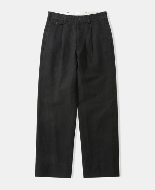 Textured Linen-Cotton Blend Trousers – Black