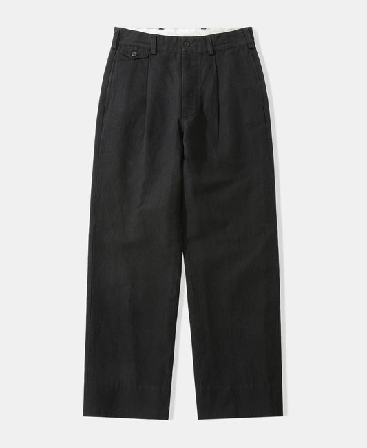 Textured Linen-Cotton Blend Trousers – Black