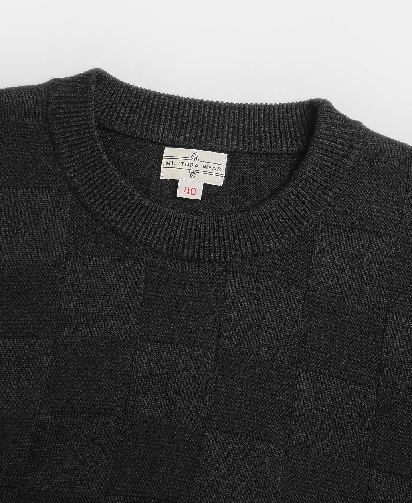 Lot 927 Retro Checker Knit Cotton Crewneck T-Shirt - Black