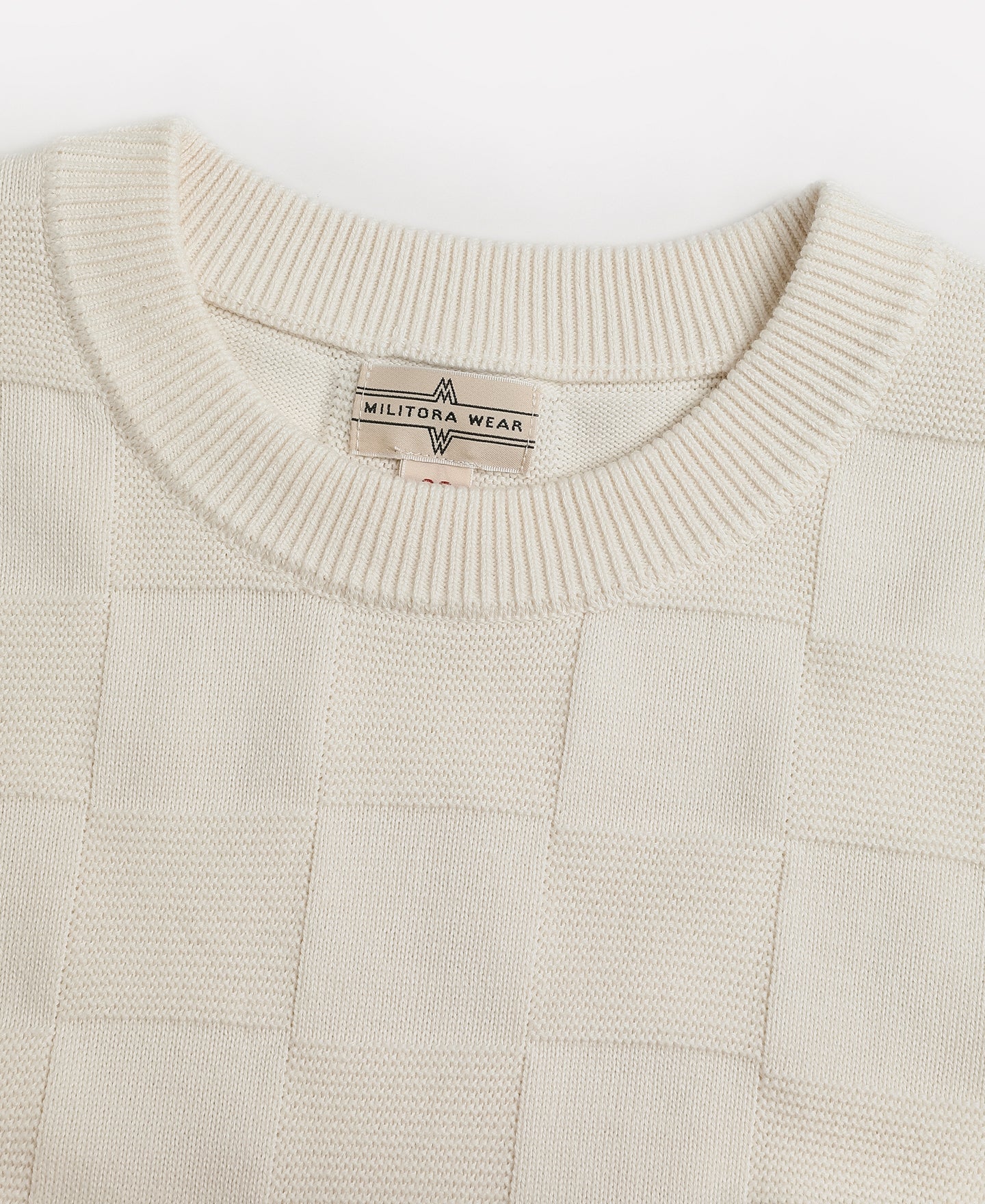 Lot 927 Retro Checker Knit Cotton Crewneck T-Shirt - Ivory