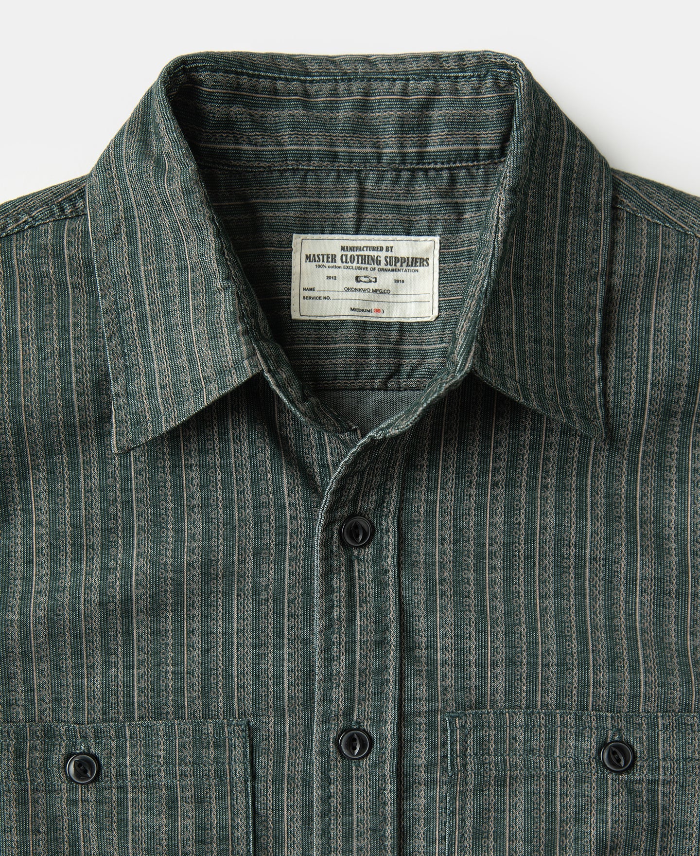 Textured Retro Stripe Cotton Blend Shirt