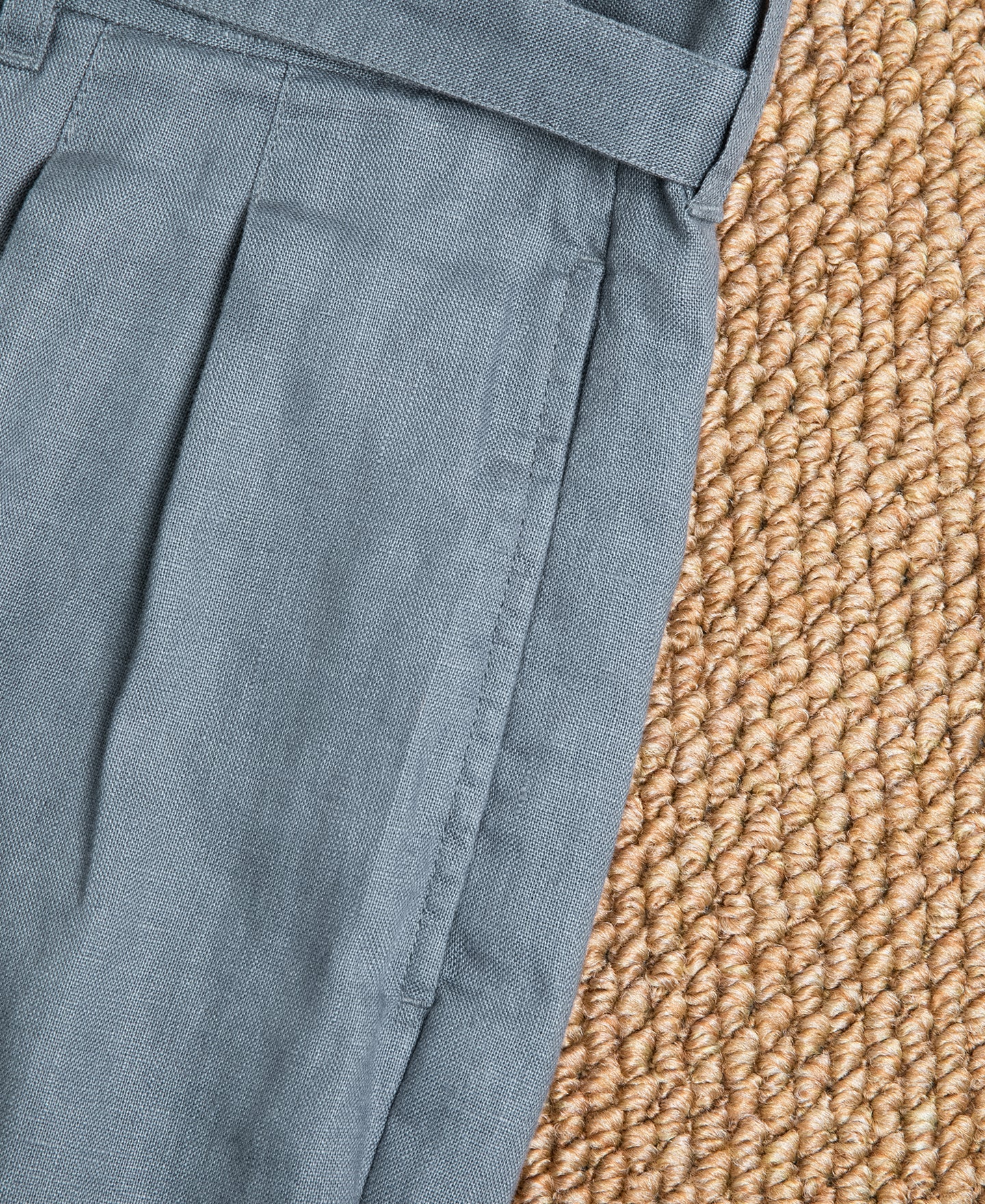 Lot 845 Linen Double Pleated Trousers - Gray Blue