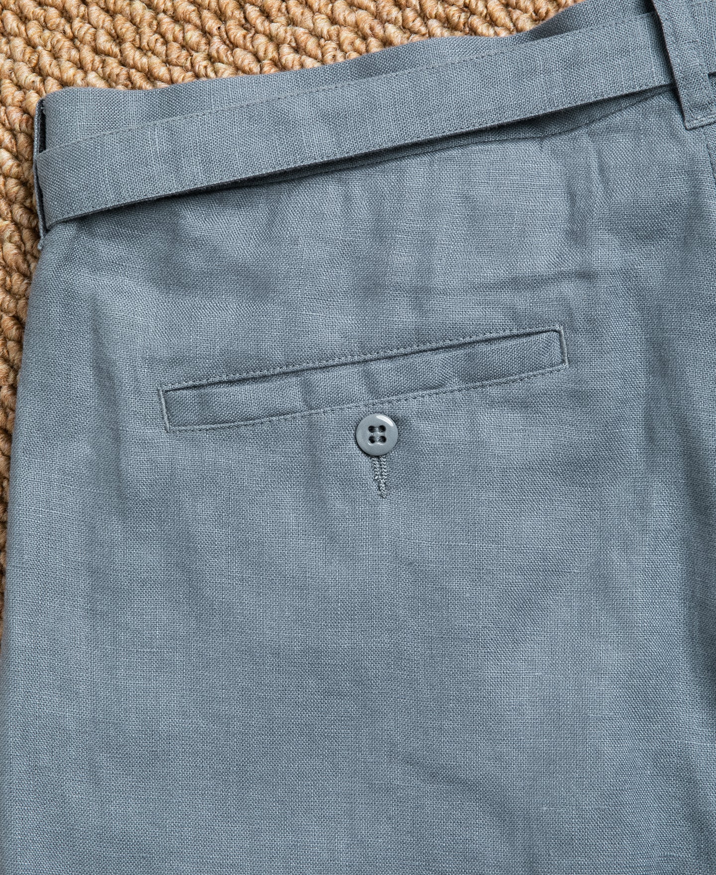 Lot 845 Linen Double Pleated Trousers - Gray Blue