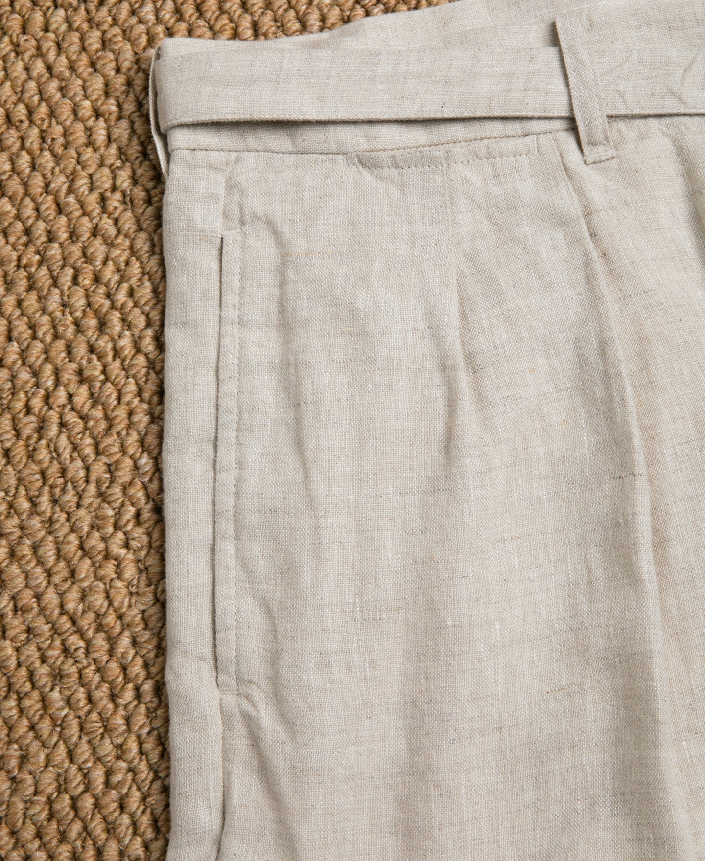 Lot 845 Linen Double Pleated Trousers - Natural