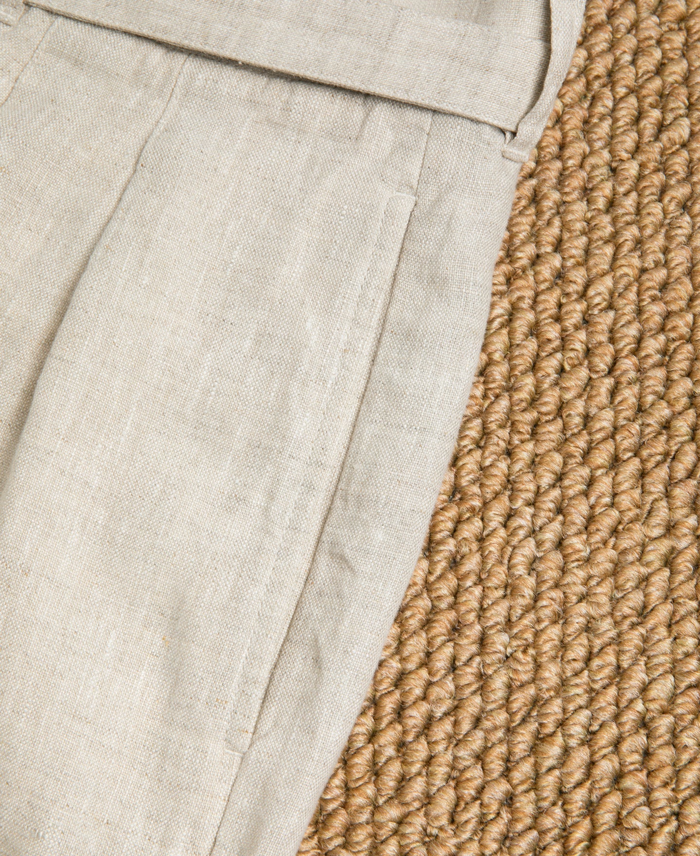 Lot 845 Linen Double Pleated Trousers - Natural