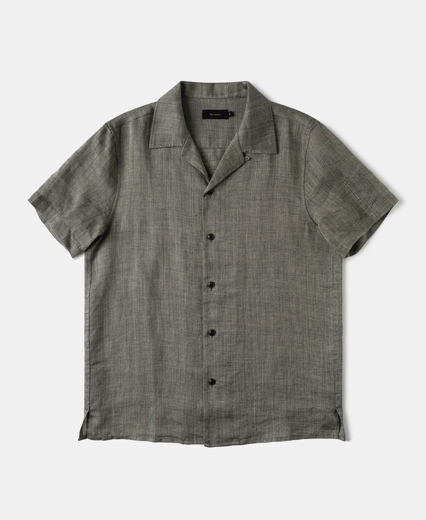 Relaxed Ramie Herringbone Cuban Shirt