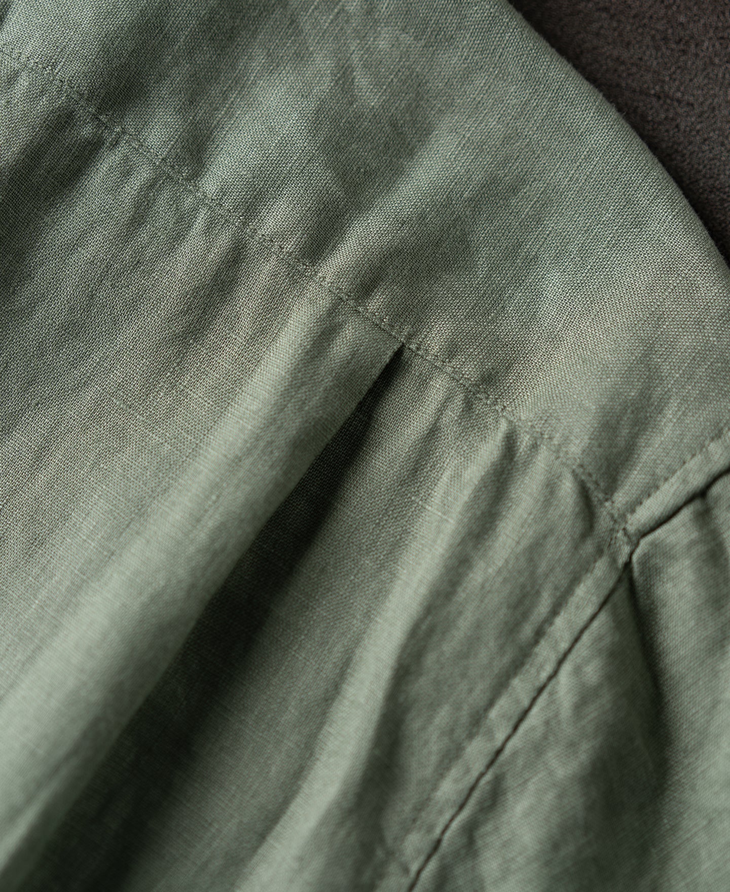 1950s Italian Collar Linen Short Sleeve Shirt - Sage