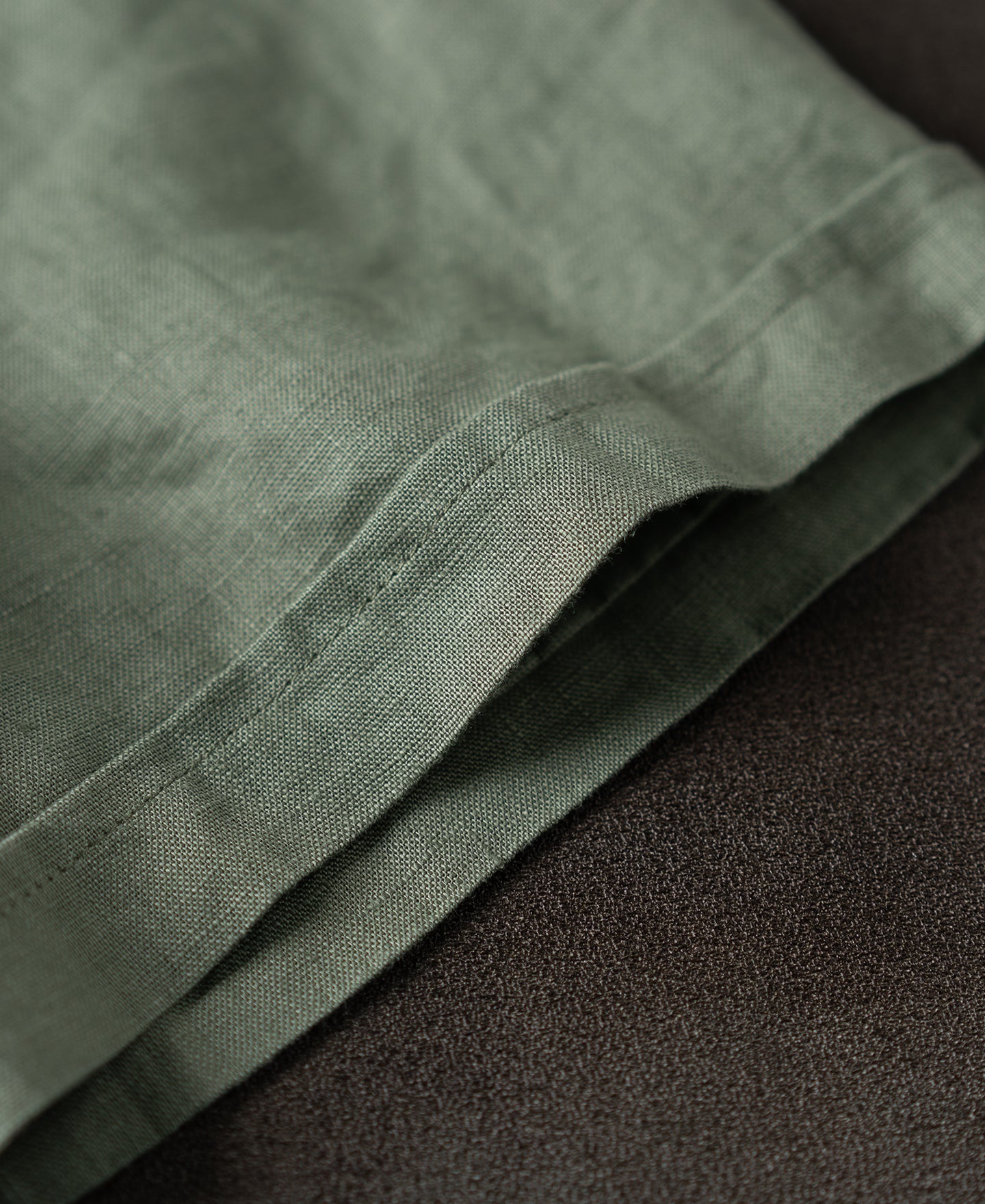 1950s Italian Collar Linen Short Sleeve Shirt - Sage