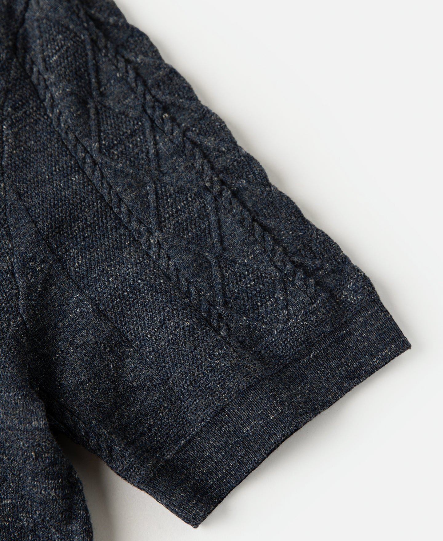 Jacquard Melange Yarn Polo Shirt - Navy