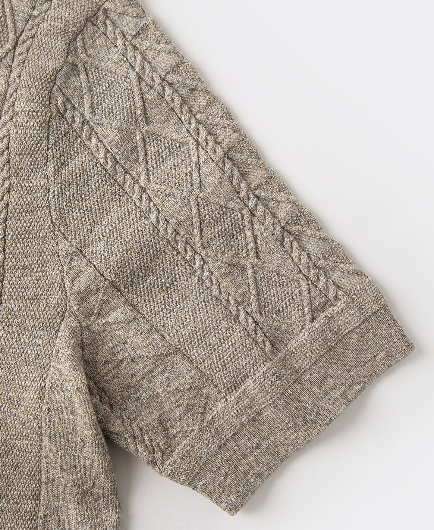 Jacquard Melange Yarn Polo Shirt - Oats