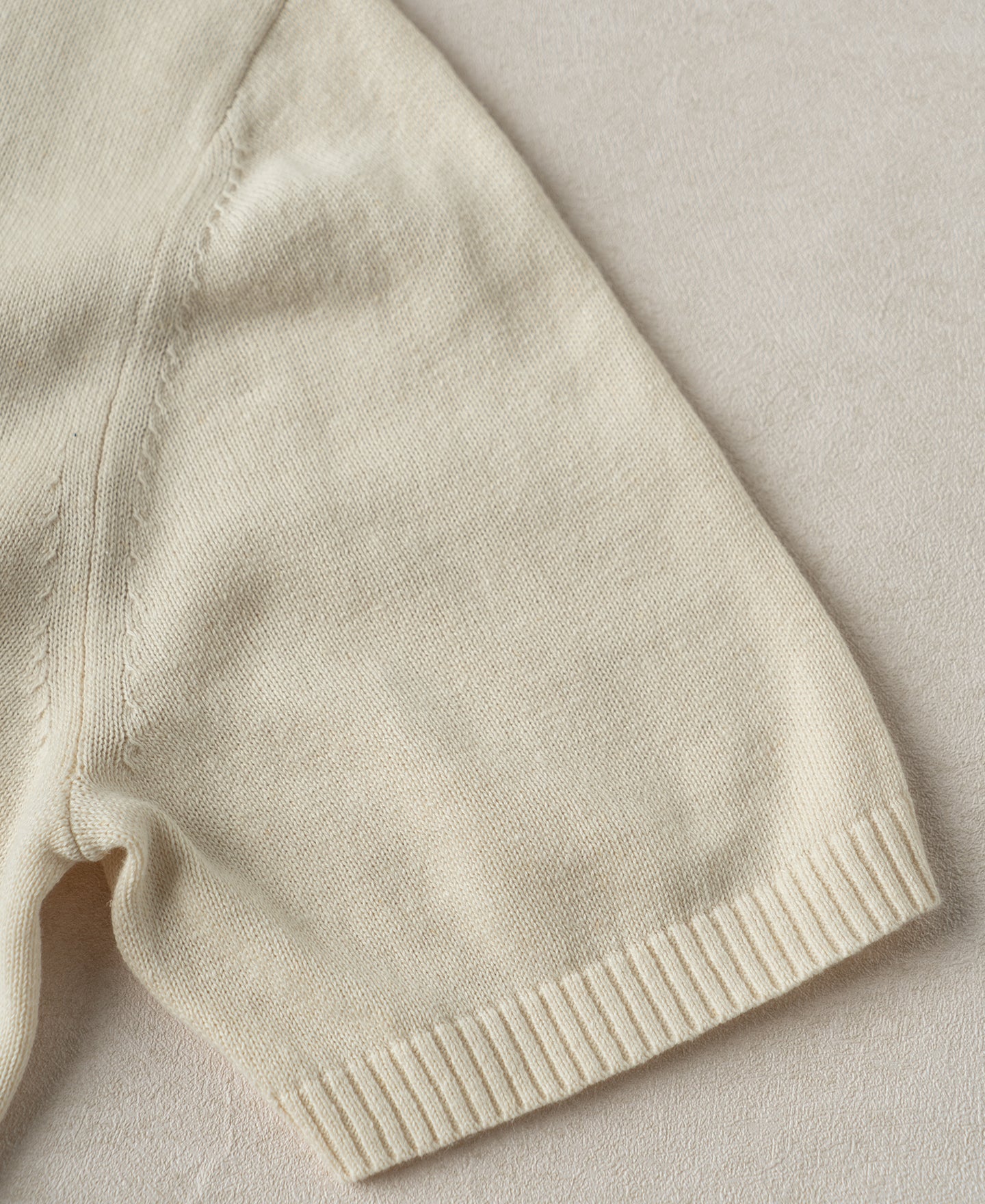 Linen Cotton Blend Knit Johnny Collar Polo - Apricot