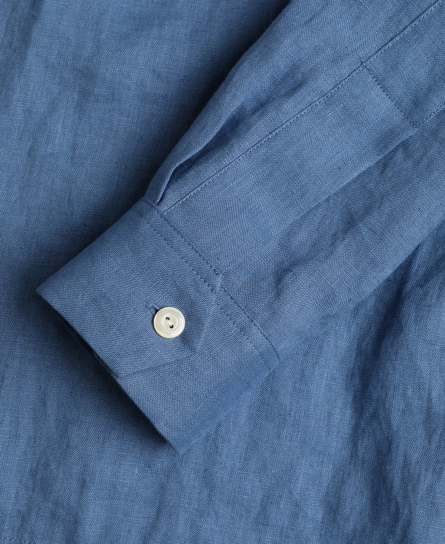 Lot 220A Cuban Collar Linen Shirt - Blue