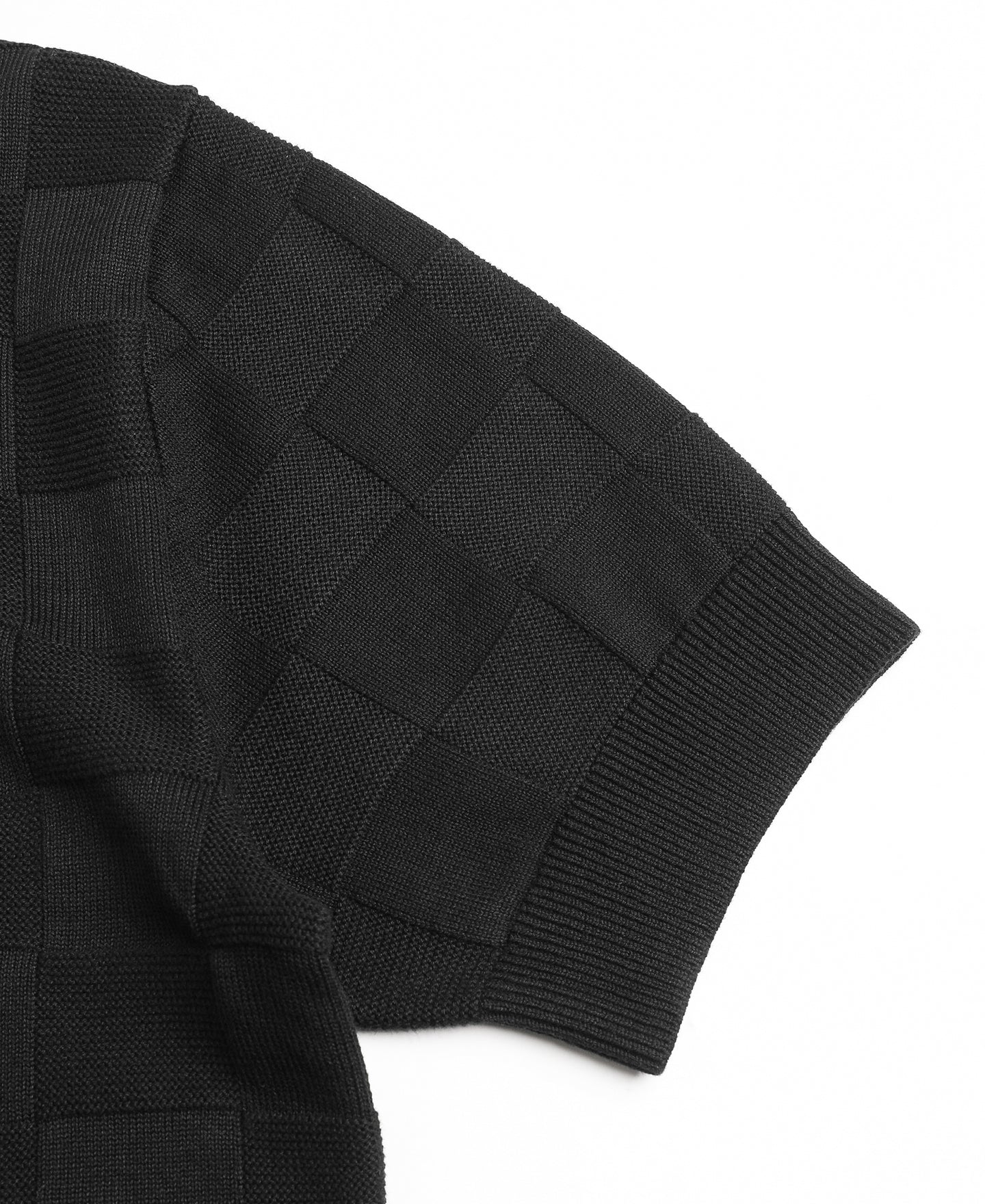 Lot 927 Retro Checker Knit Cotton Crewneck T-Shirt - Black